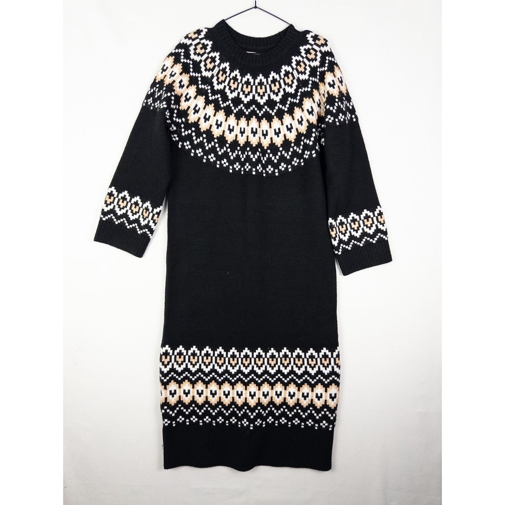 NWT Loft Fair Isle Sweater Dress Womens S Maxi Knit Pullover Crewneck